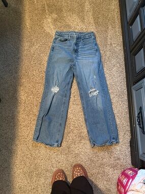 Old Navy Light Blue Straight-Leg Distressed Jeans - #22
